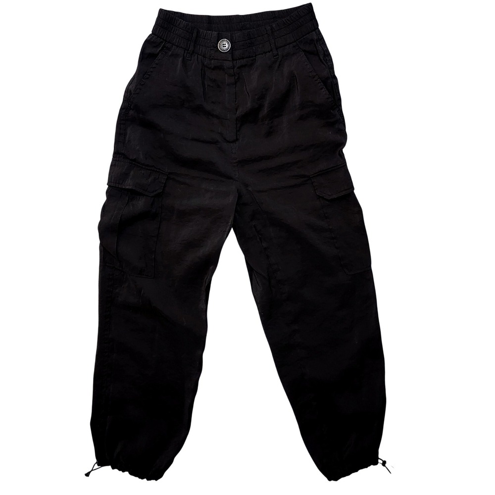 Joie Black Modal Blend Cargo Jogger Pants Adjustable Toggle‎ Ankle Womens Small